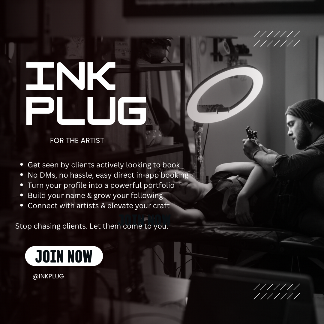 InkPlug artist graphic describing artist-side booking and profile tools.